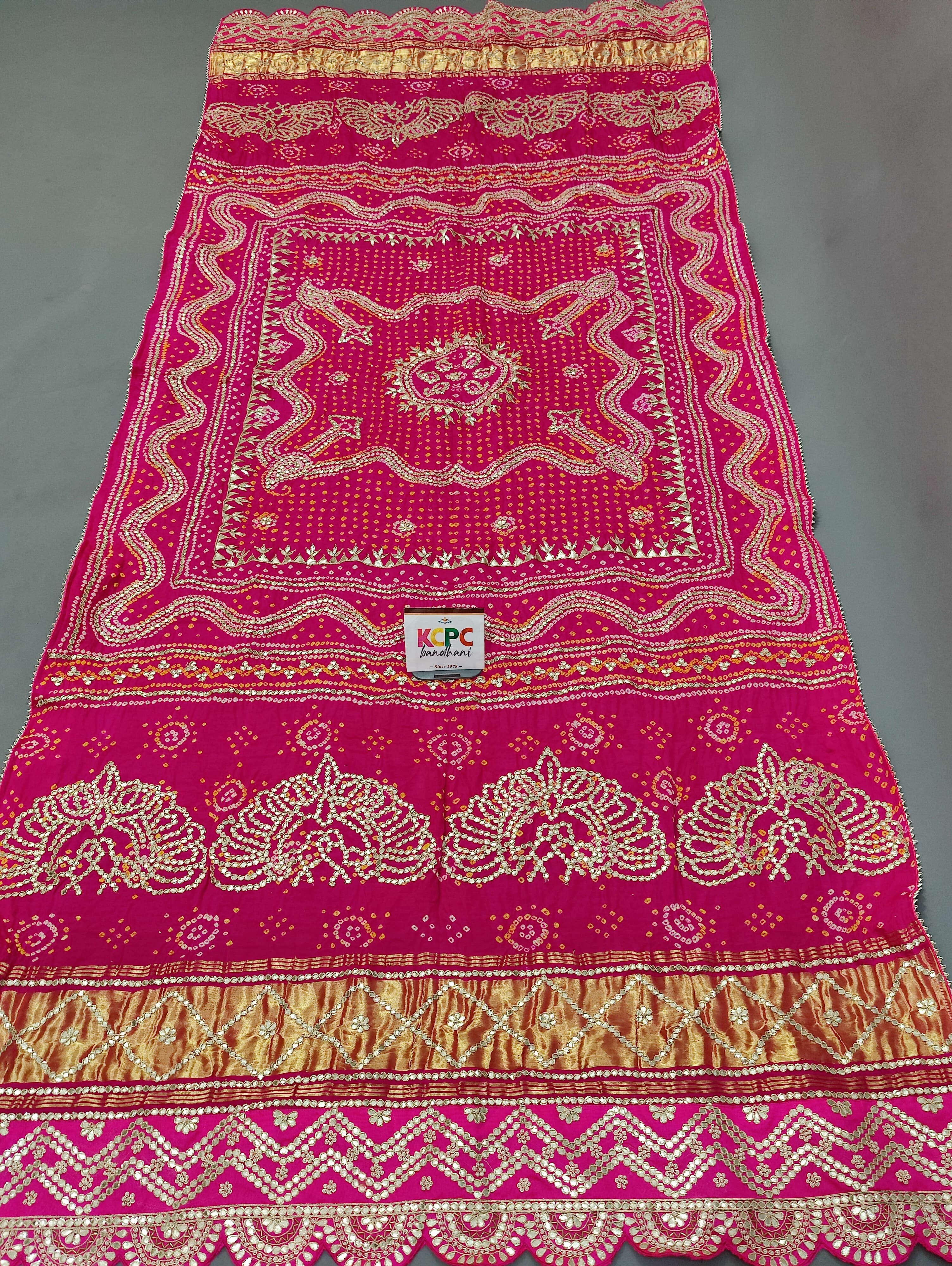 KcPc Latest Arrival Pure Gaji Silk Bandhani Raidana Gotapatti Work Chandokhani Dupatta