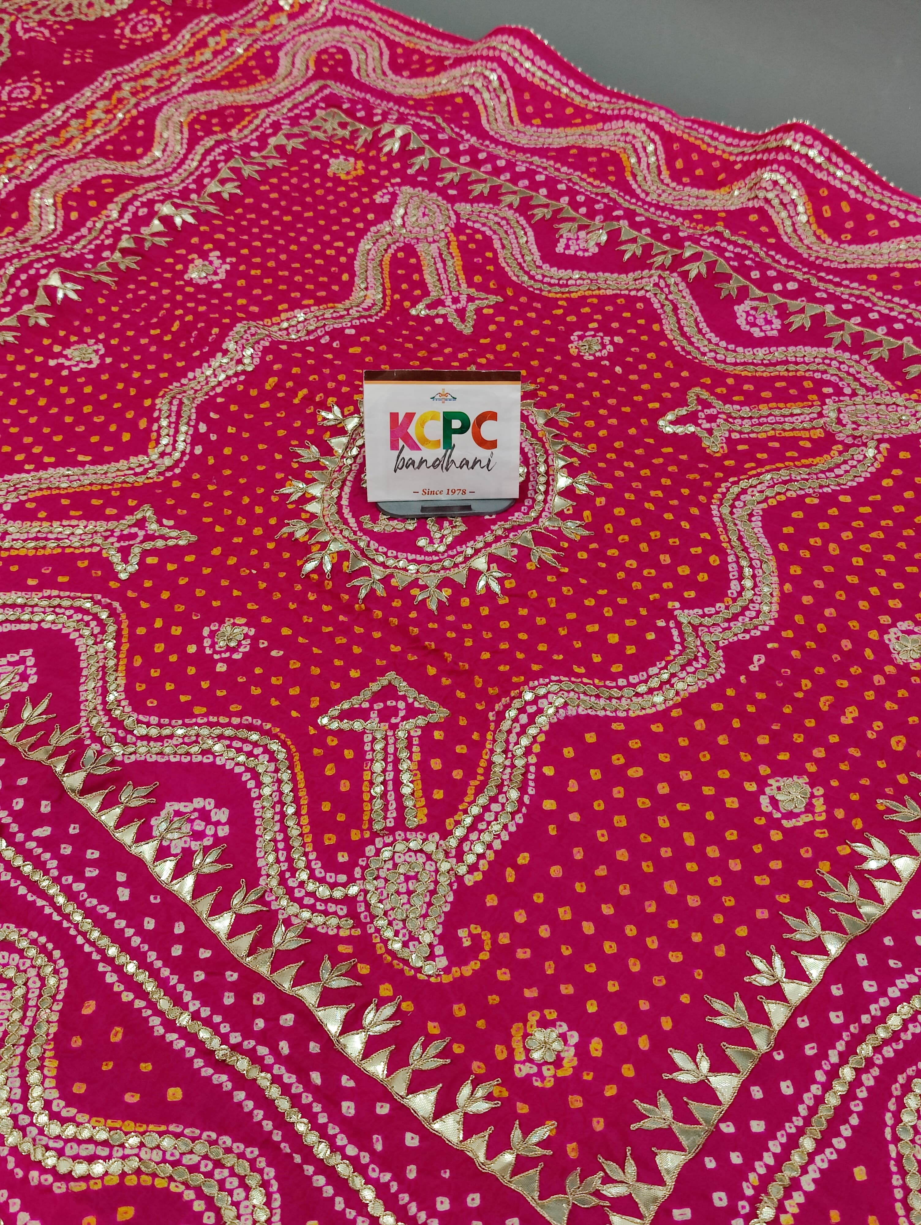 KcPc Latest Arrival Pure Gaji Silk Bandhani Raidana Gotapatti Work Chandokhani Dupatta