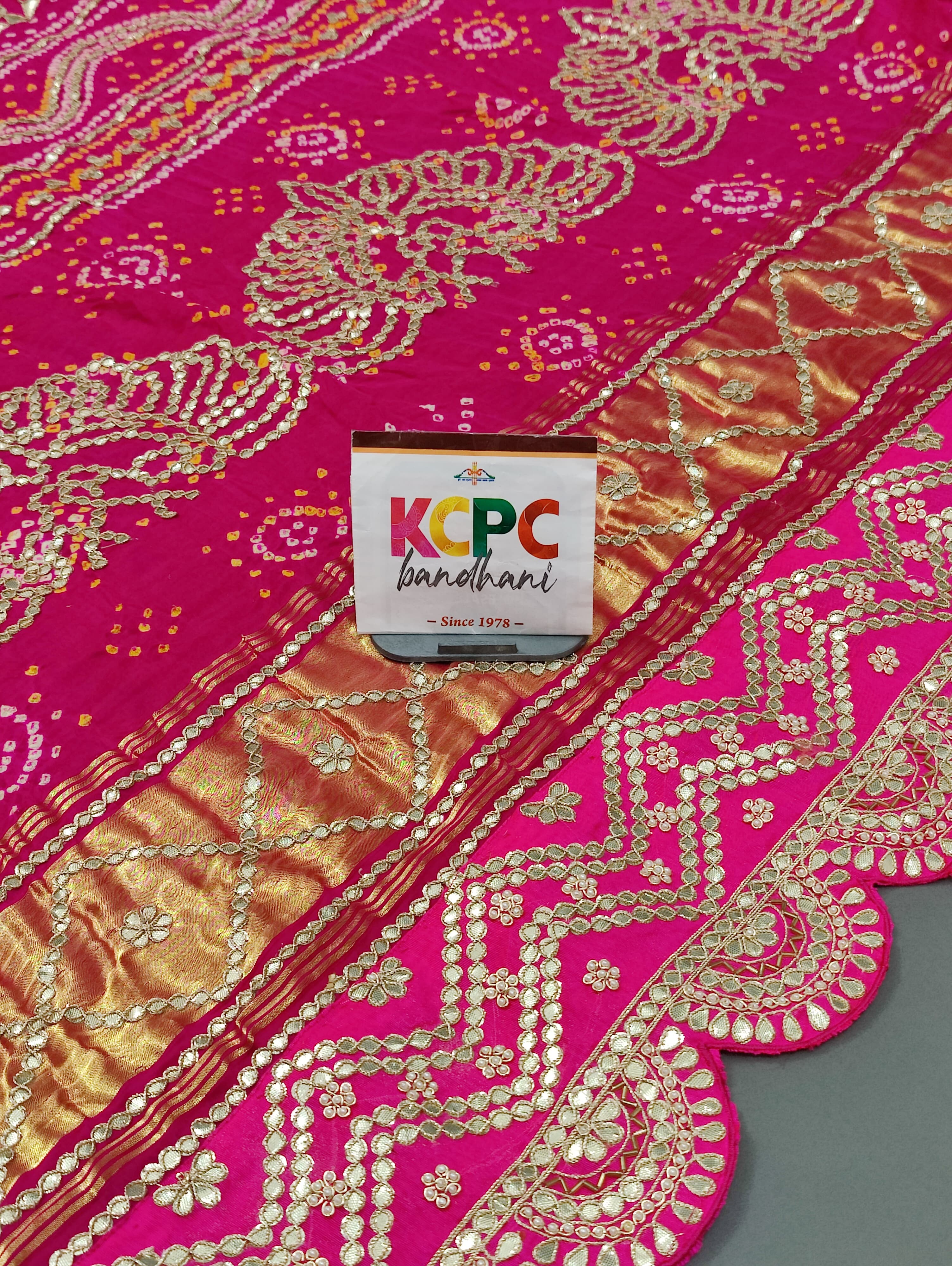 KcPc Latest Arrival Pure Gaji Silk Bandhani Raidana Gotapatti Work Chandokhani Dupatta