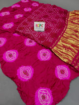 Gaji Silk Bandhani Sarees with Lakdi Patta Zari Pallu Rani