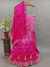 A pink lehenga with gotapati work
