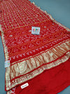 Pure Gaji Silk Bandhani Ghatchola Gotapatti Work Saree With Blouse Red Saree
