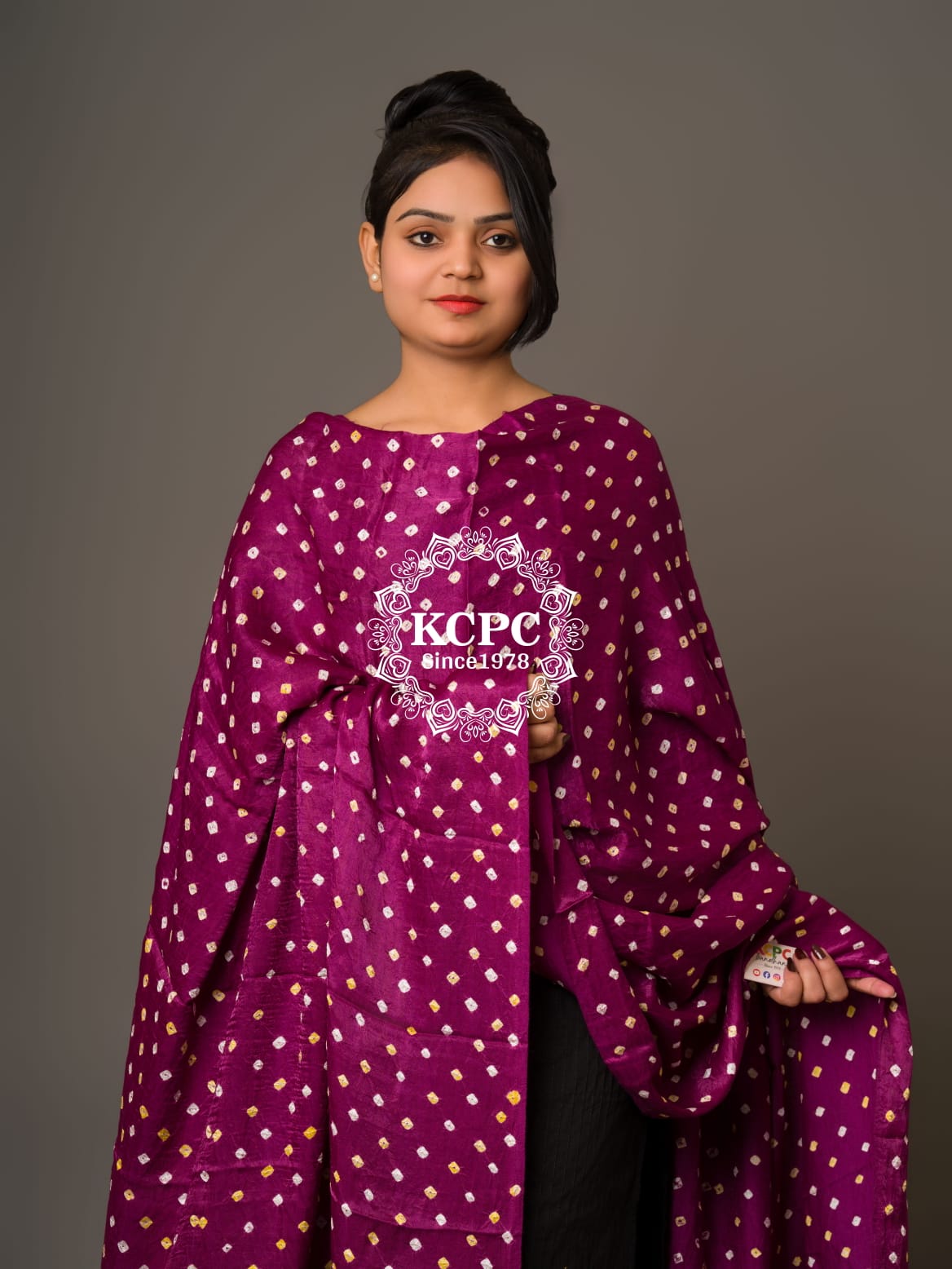 KcPc Latest Trending Bandhani Modal Silk Lagdi Patta Dupatta Wine