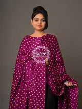 KcPc Latest Trending Bandhani Modal Silk Lagdi Patta Dupatta Wine