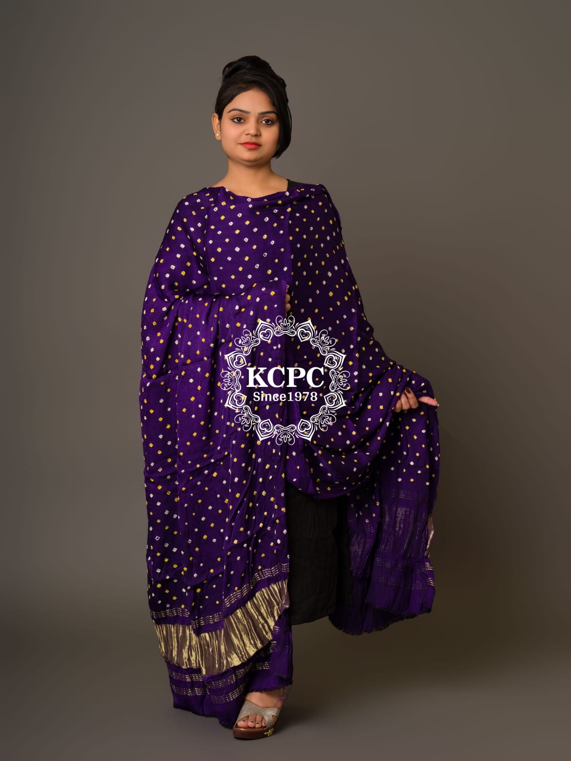 KcPc Latest Trending Bandhani Modal Silk Lagdi Patta Dupatta Purple