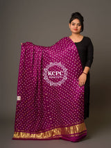 KcPc Latest Trending Bandhani Modal Silk Lagdi Patta Dupatta Wine