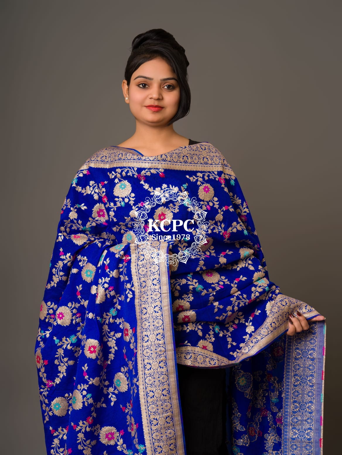 KcPc New Designer Neemzari Banarasi Handloom Pure Chinon Dupattas Royal Green