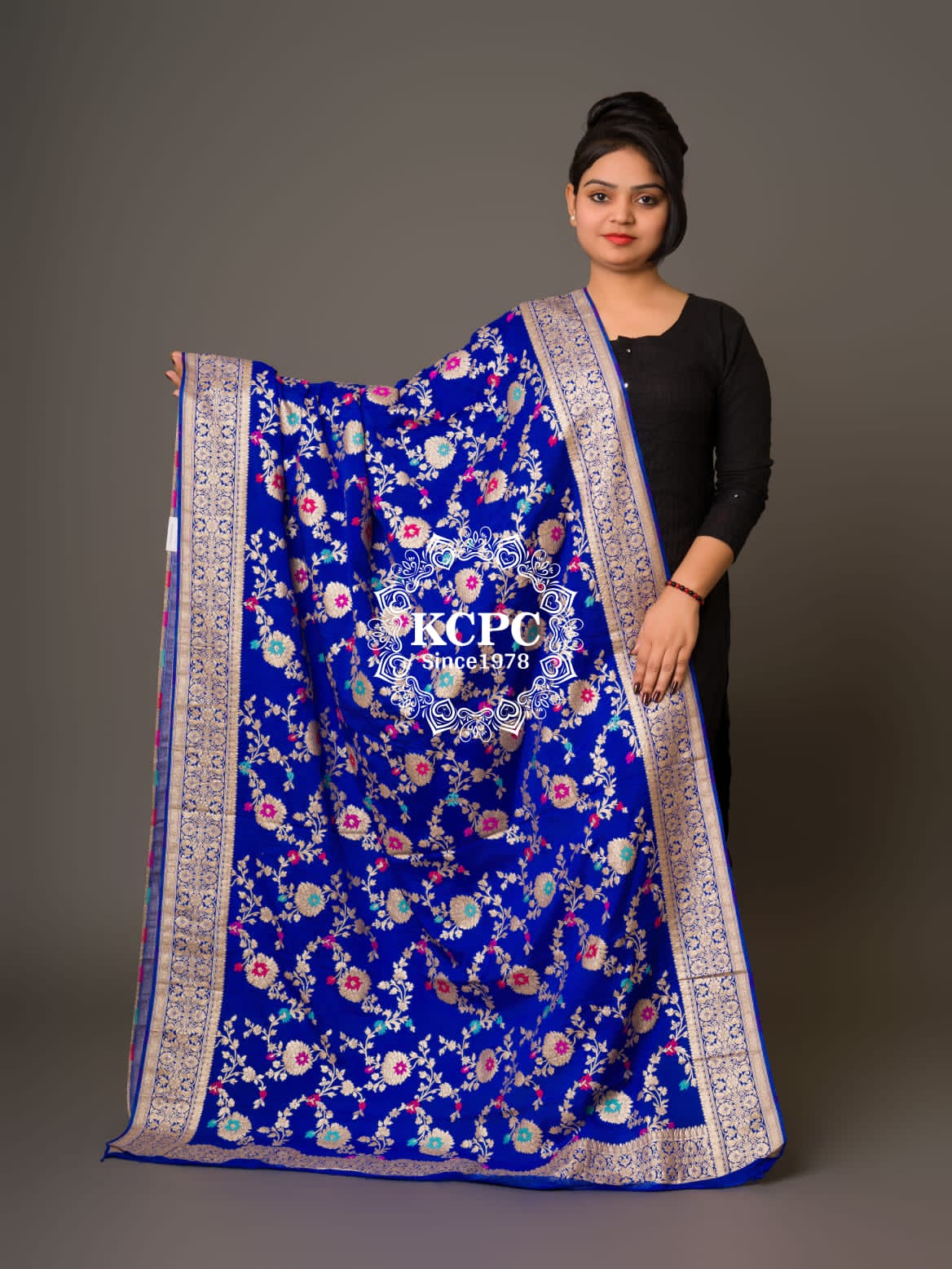 KcPc New Designer Neemzari Banarasi Handloom Pure Chinon Dupattas Royal Green