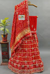 KcPc Pure Gaji Silk Bandhani Ghatchola Handwork LehengaSATISRed