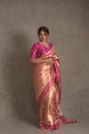 KcPc Pure Tissue Banarasi Handloom SareePinkINY
