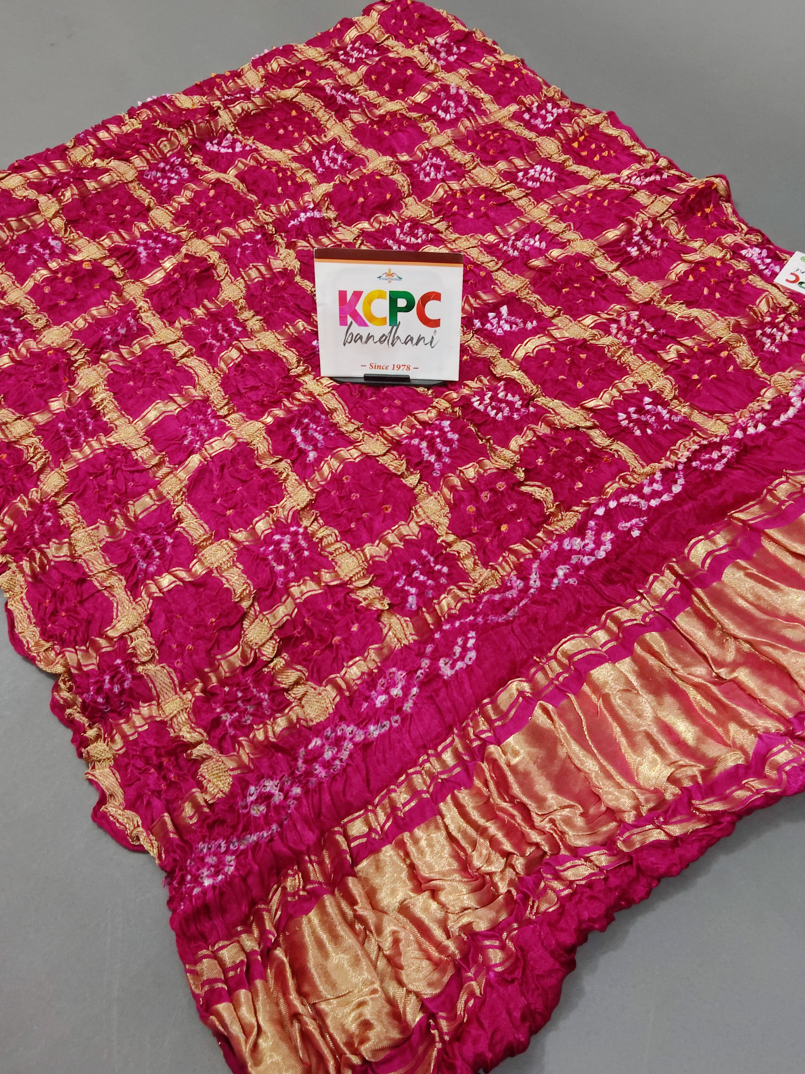 KcPc Designer Gaji Silk Bandhani Ghatchola Modal Dupatta Rani