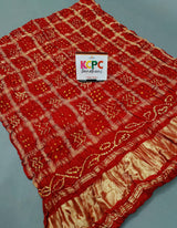 KcPc Designer Gaji Silk Bandhani Ghatchola Modal Dupatta Red