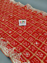 KcPc Pure Gaji Silk Bandhej Ghatchola Gotapatti Chunri Bridal Dupatta