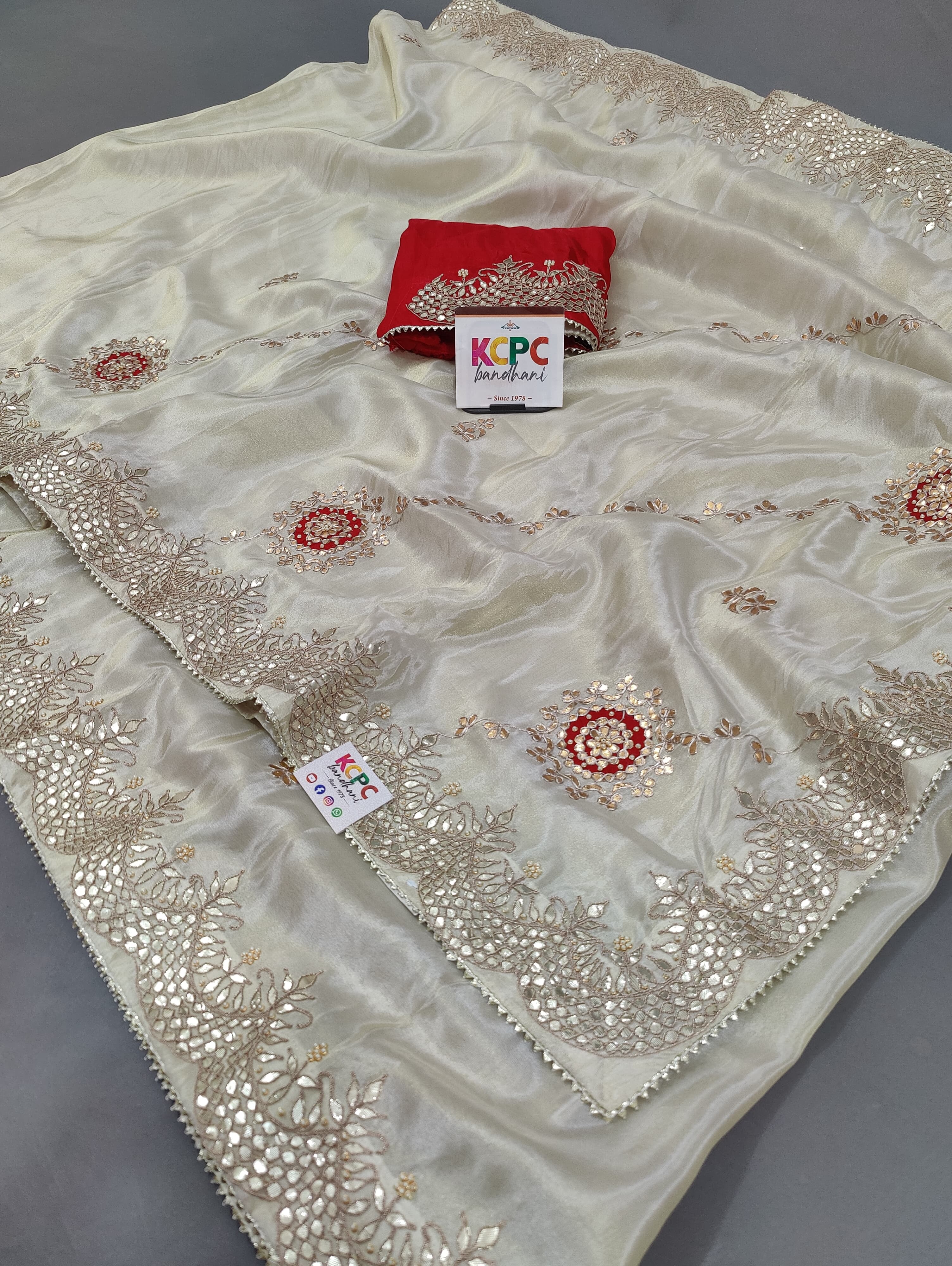 KcPc Pure Tissue Rajwadi Gotapatti Work Jaipuri SareeRG