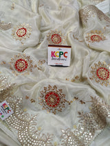KcPc Pure Tissue Rajwadi Gotapatti Work Jaipuri SareeRG