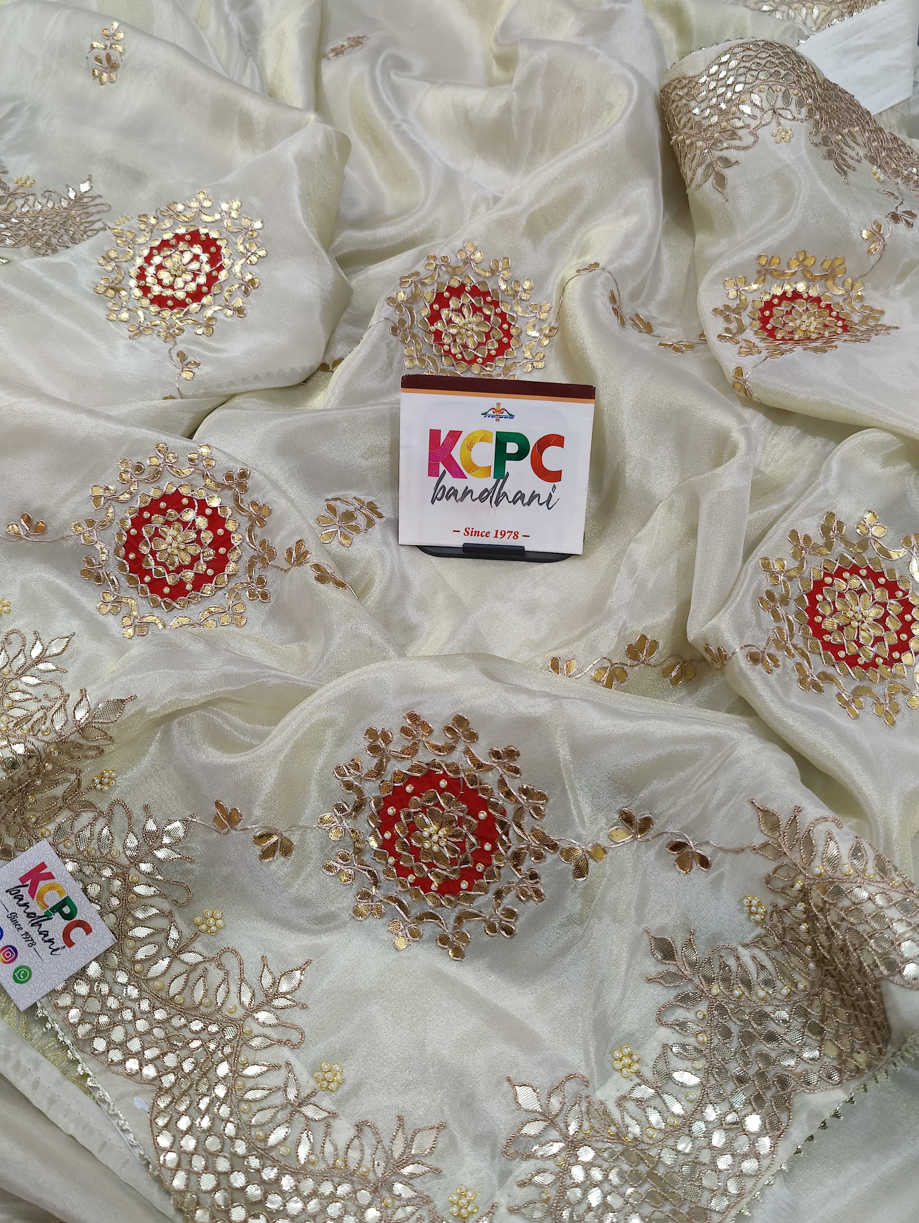 KcPc Pure Tissue Rajwadi Gotapatti Work Jaipuri SareeRG