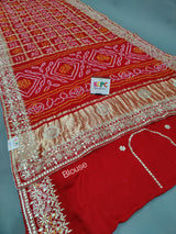 The Bandhani style with Handmade Gotapatti work saree