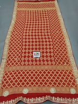 KcPc Pure Khaddi Georgette Neemzari Bandhej Gotapatti Work Dupatta