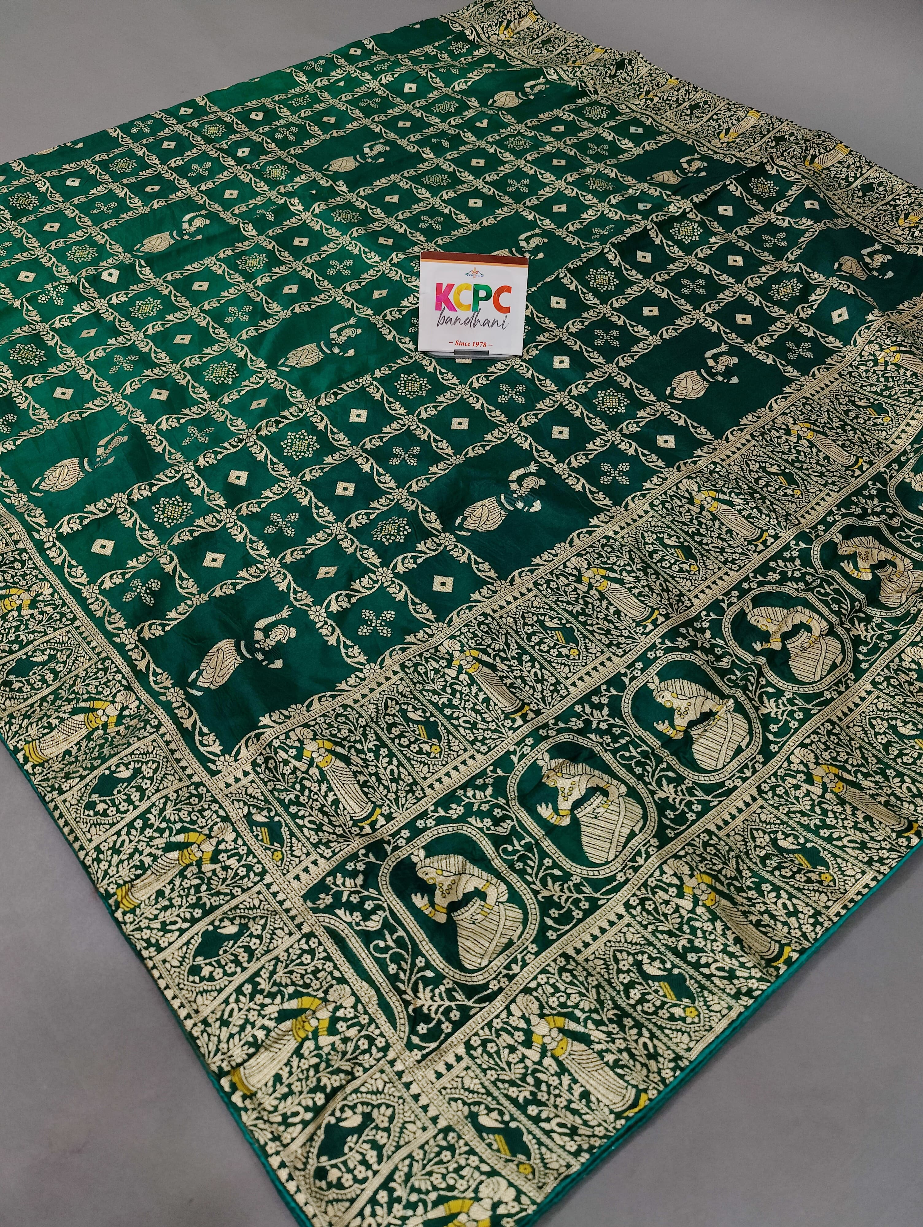 KcPc Latest Jaipuri Bandhani Ghatchola Banarasi Dupattas Green