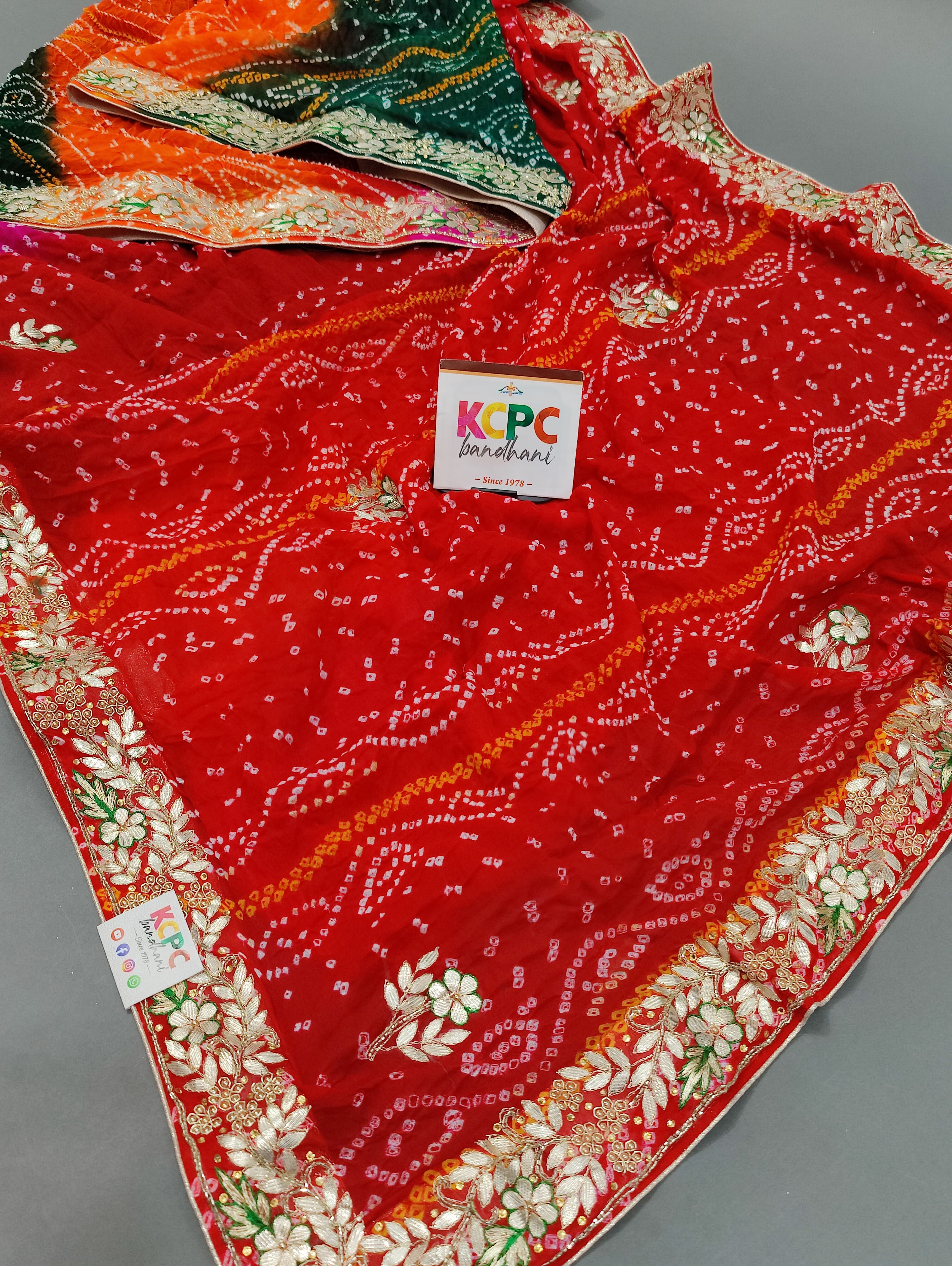 Georgette Bandhej With Gotapatti Sequence Saree