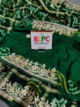 KcPc Latest New Gaji Silk Bandhani Gota Patti Work SareeAMT