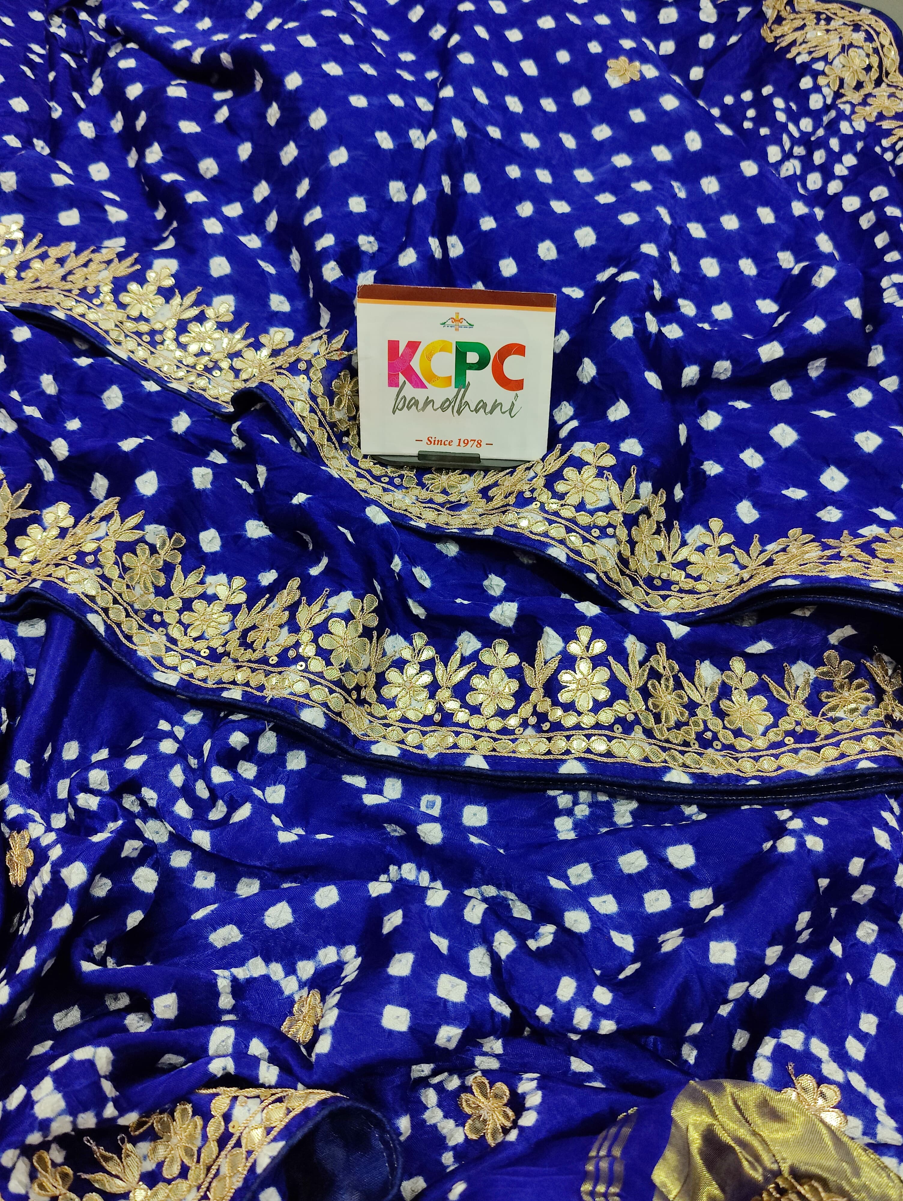 Bandhani Style saree with pretty Gota Patti work