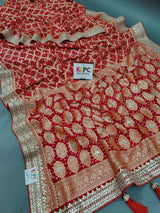Khaddi Georgette Neemzari Bandhej Gotapatti work saree