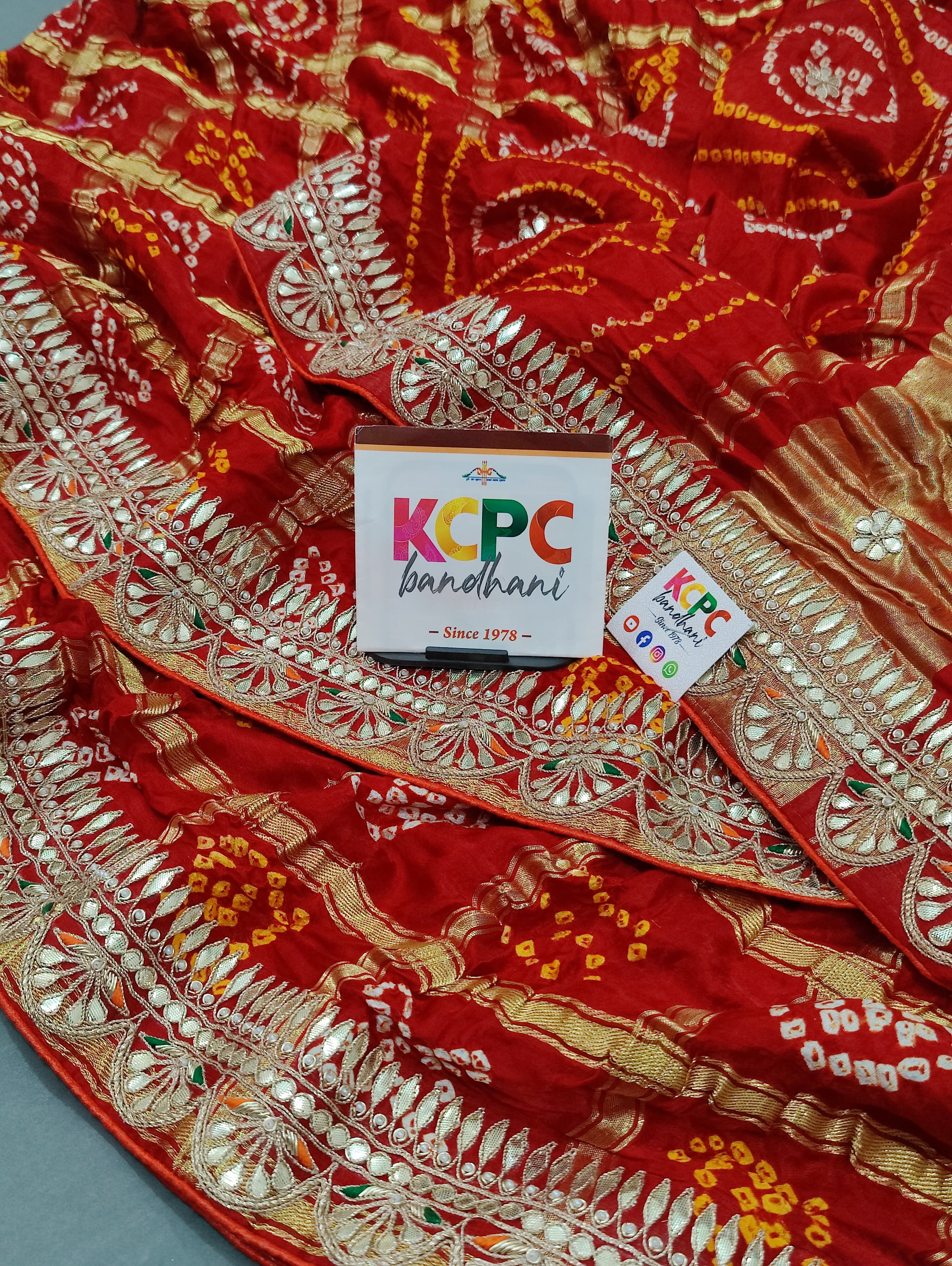 KcPc Special Pure Gaji Silk Bandhani Gota Patti Work SareeAMT