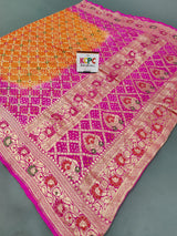 KcPc New Pure Khaddi Georgette Meenakari Neemzari Bandhej DupattaOrange Rani