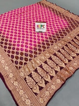 KcPc New Launch Pure Khaddi Georgette Upada Neemzari Bandhej DupattaPink Wine
