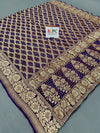KcPc New Launch Pure Khaddi Georgette Upada Neemzari Bandhej DupattaPurple