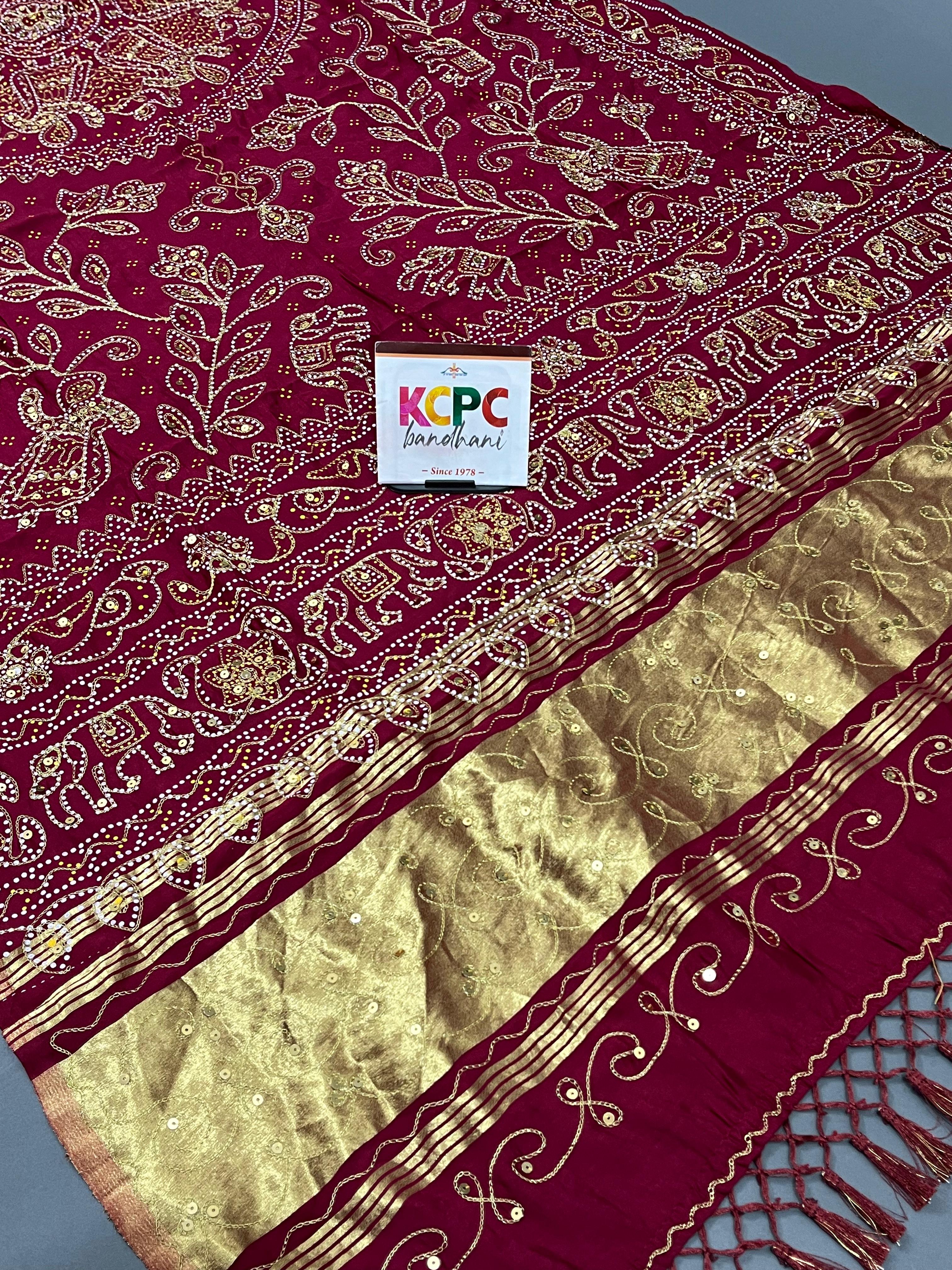 KcPc Latest New Rajasthani Traditional Aara Tari DupattaJTW Mehroon
