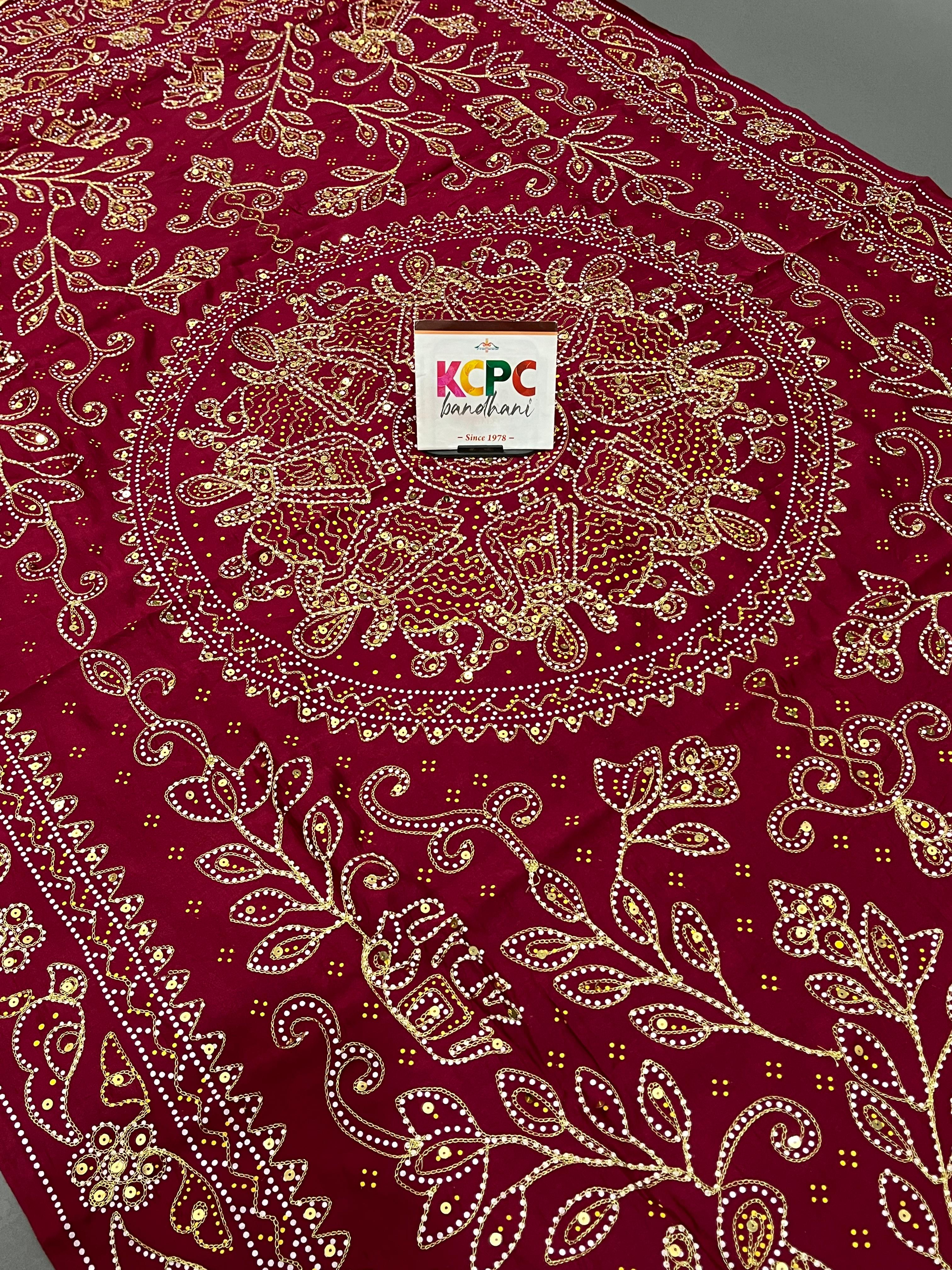 KcPc Latest New Rajasthani Traditional Aara Tari DupattaJTW Mehroon