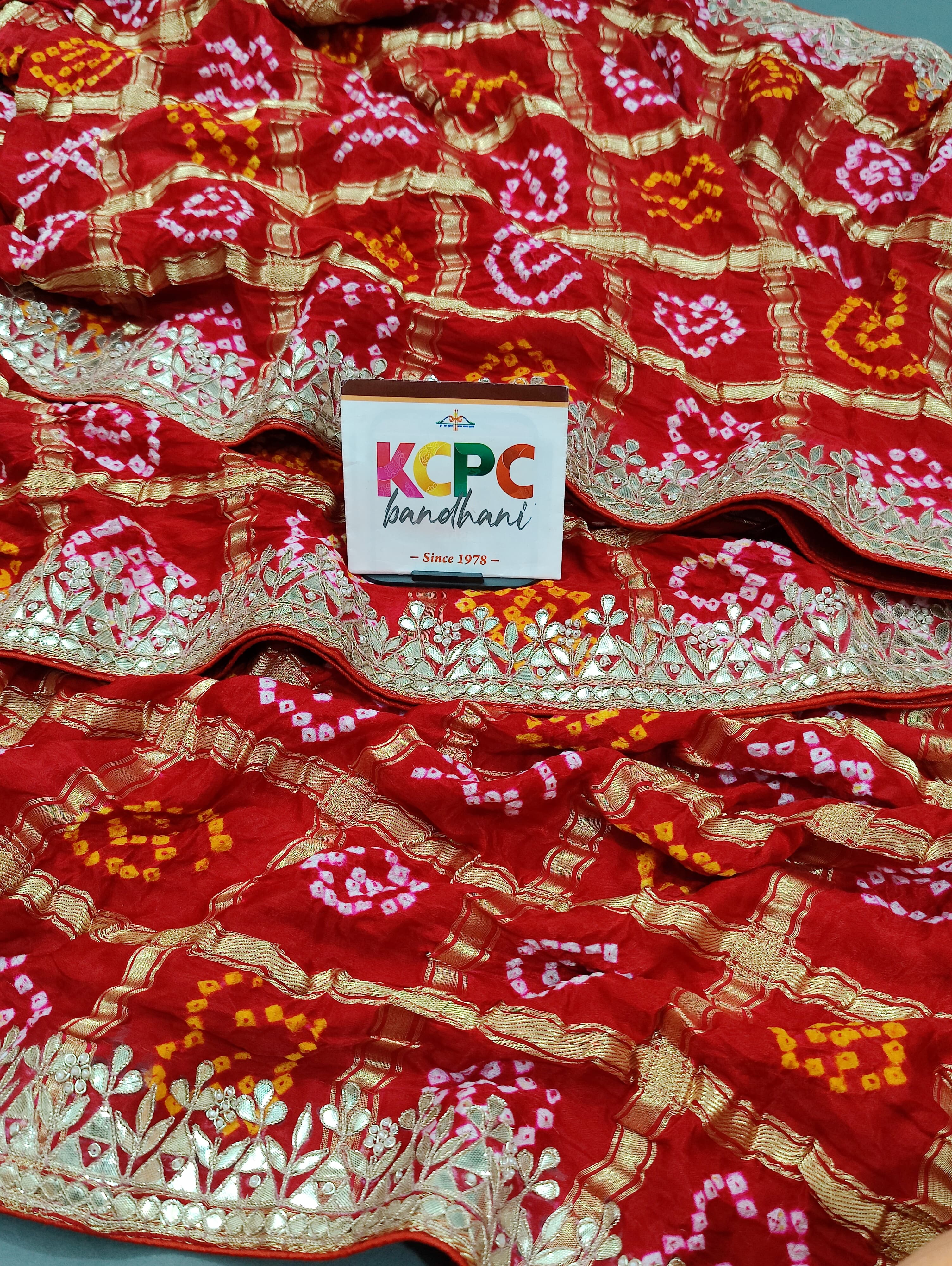 Gaji Silk Bandhani Ghatchola Gota Patti Work saree