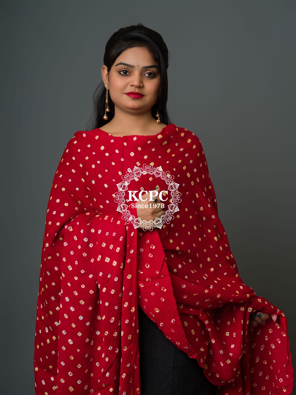 KcPc Latest Modal Silk Bandhani Dupatta Ek Boond Design with Traditional Lagdi Patta