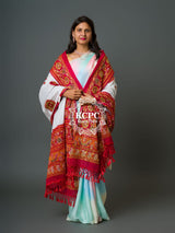 KcPc New Pure Cotton Designer Bandhani Aaratari work dupatta Red-White