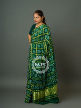 gaji silk Bandhanisaree in green colour