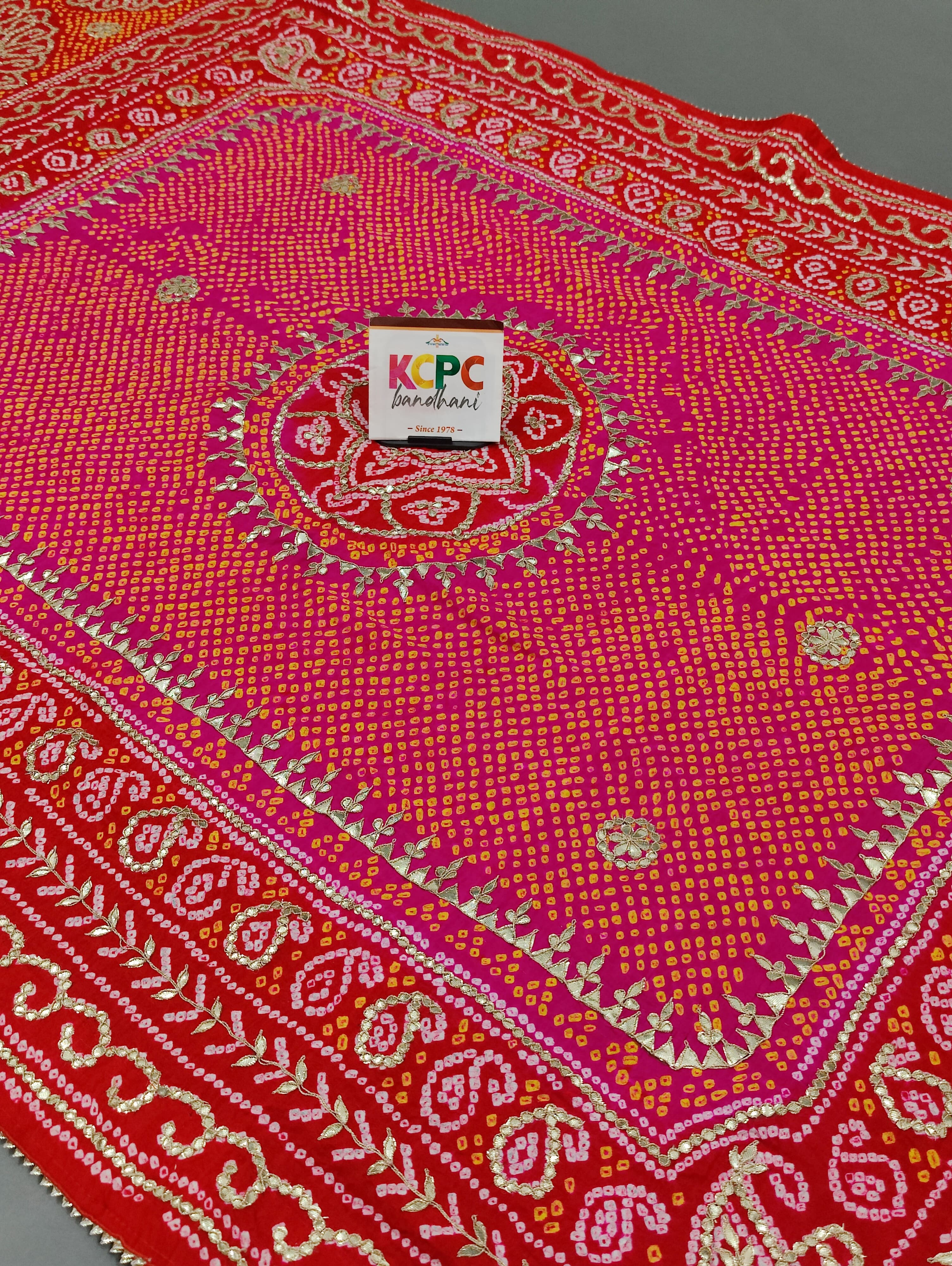 KcPc New Launch Pure Gaji silk Bandhani Gotapatti work DupattaAmt