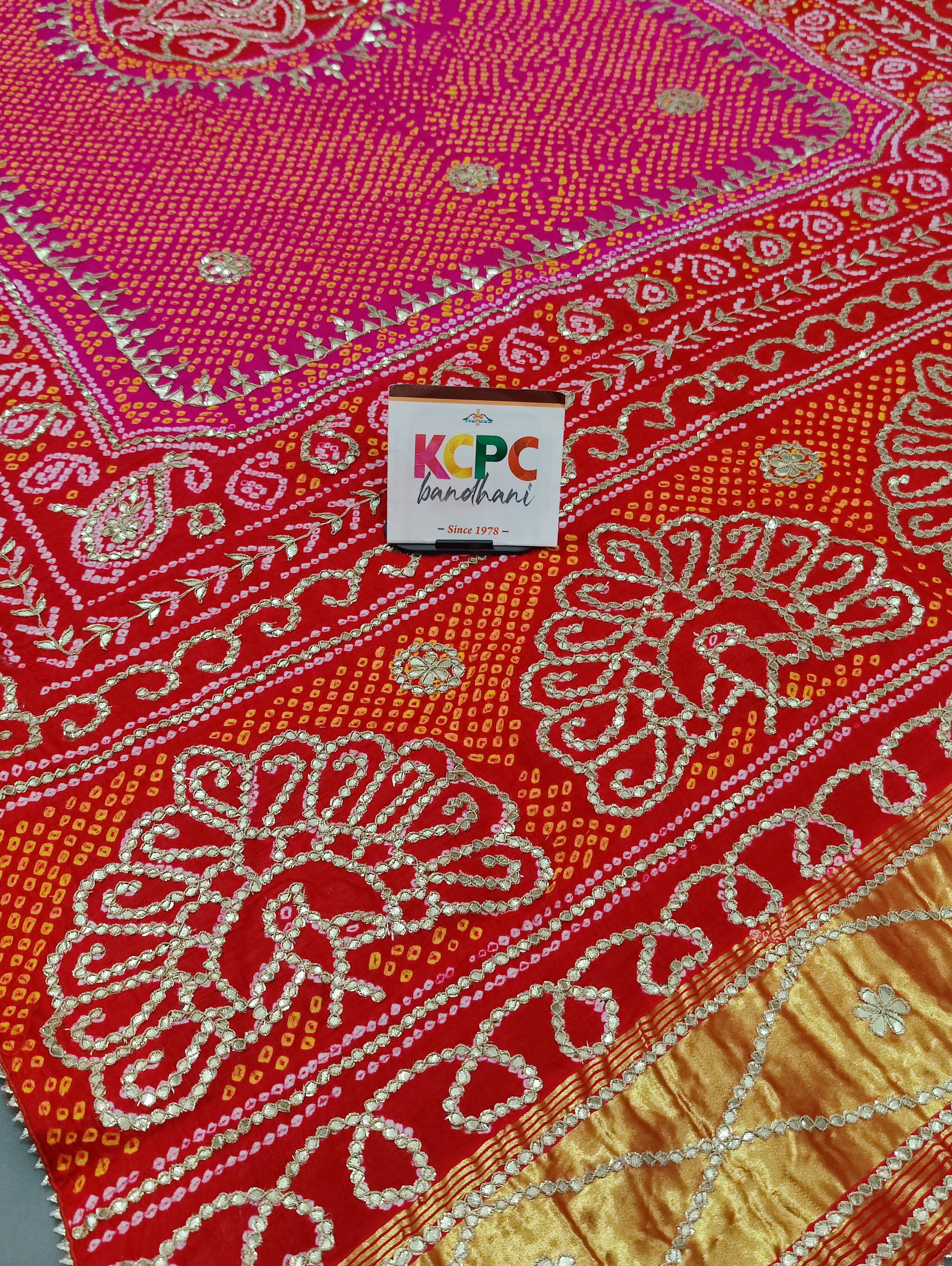KcPc New Launch Pure Gaji silk Bandhani Gotapatti work DupattaAmt