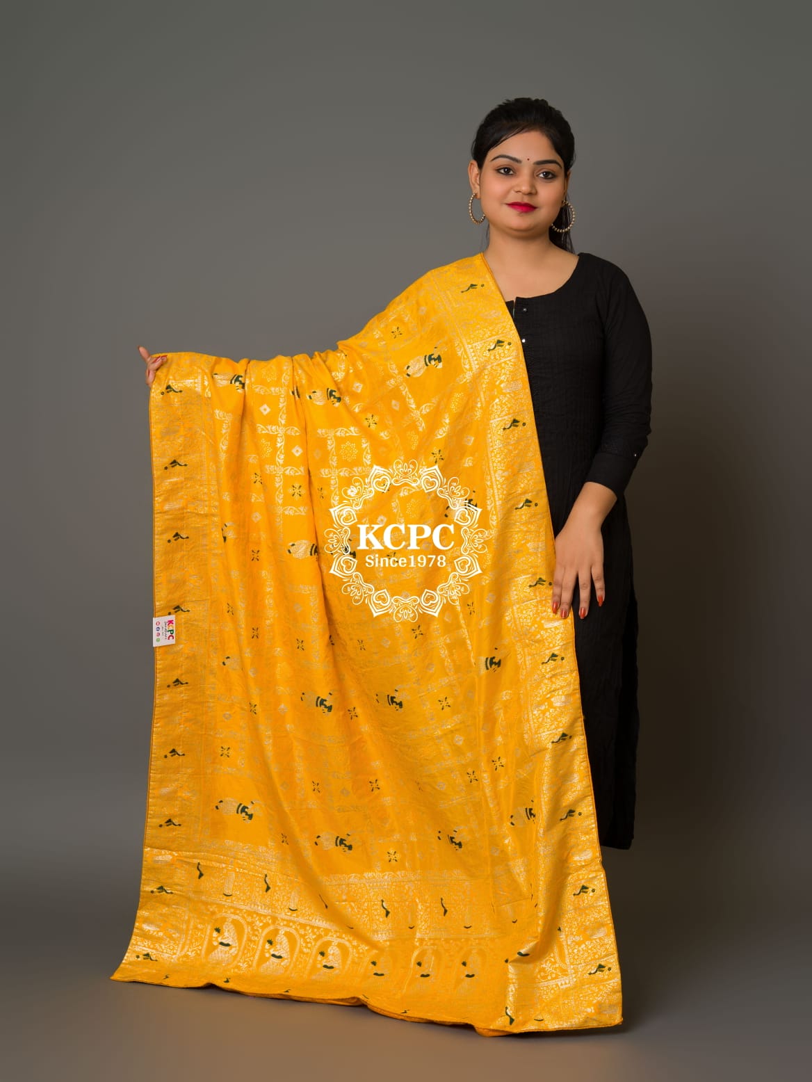 KcPc Latest Jaipuri Bandhani Ghatchola Banarasi Dupattas Yellow