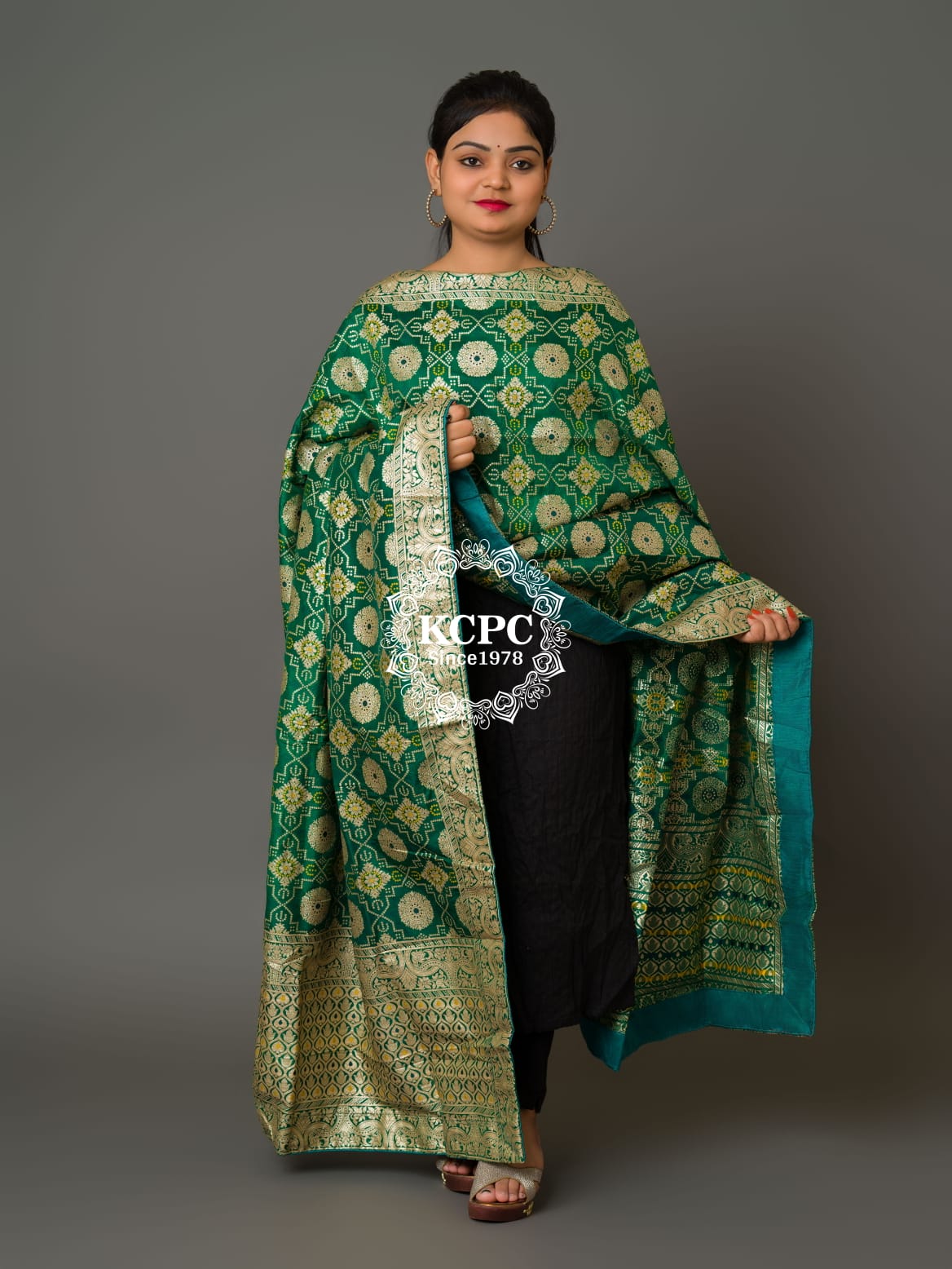 KcPc New Launch Jaipuri Bandhani Ghatchola Banarasi Dupattas Green