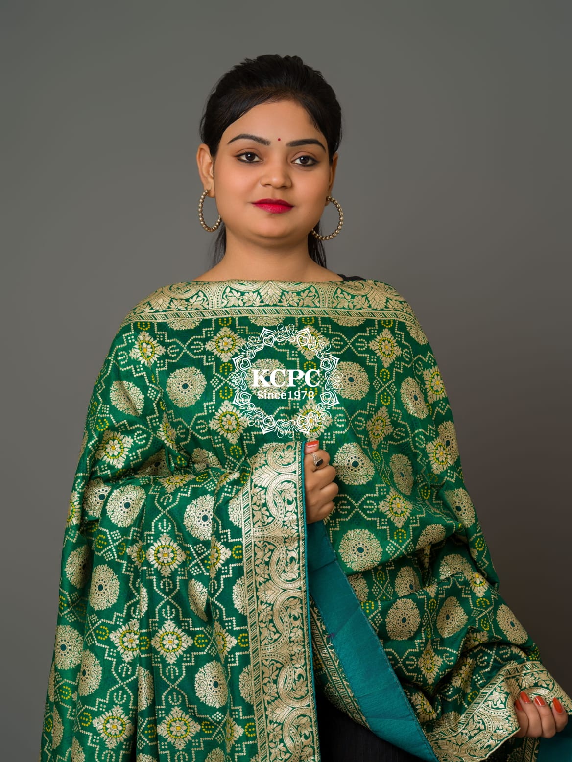 KcPc New Launch Jaipuri Bandhani Ghatchola Banarasi Dupattas Green