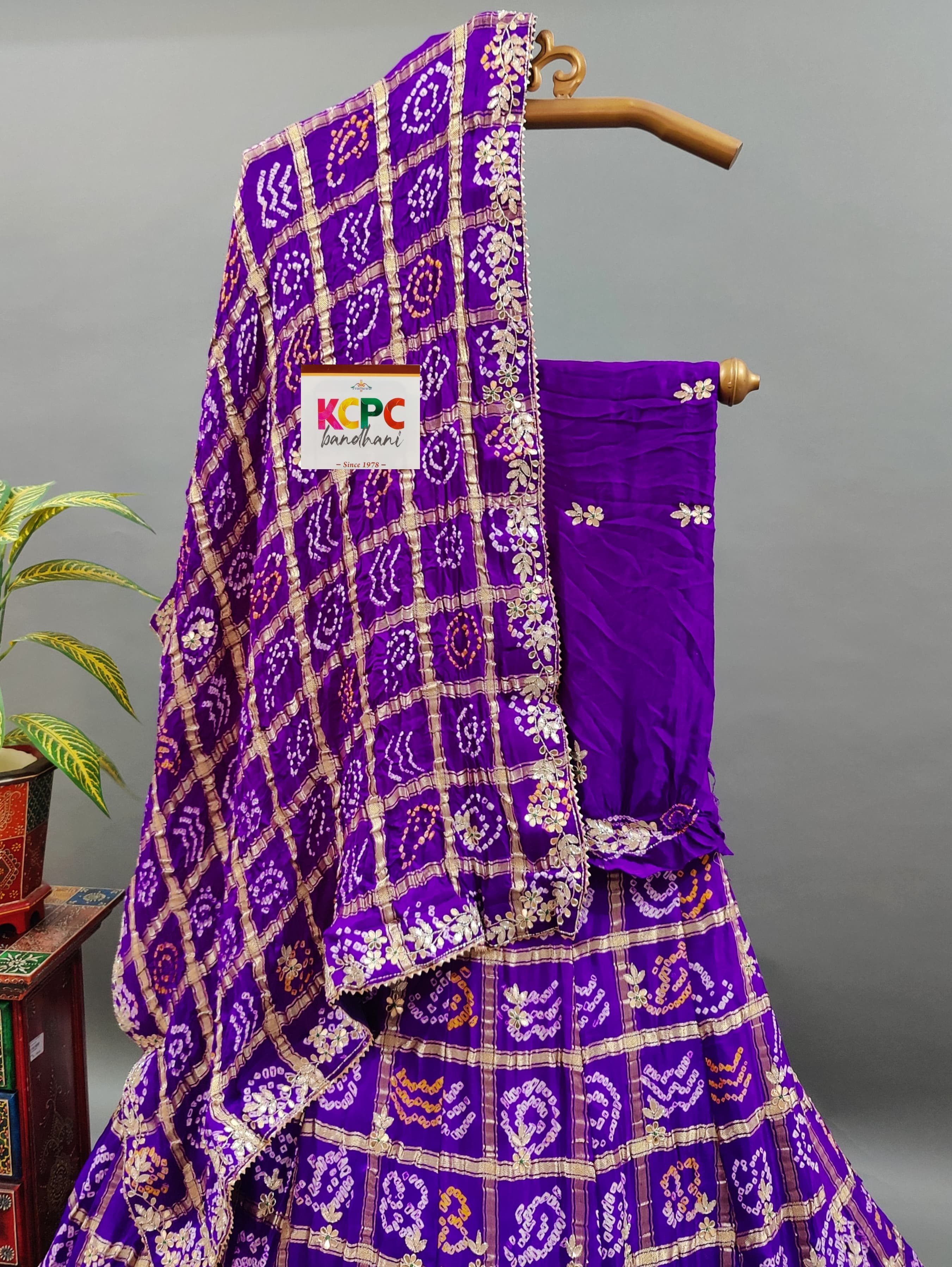 Gaji silk Gotapatti Handwork Designer Lehenga in purple colour
