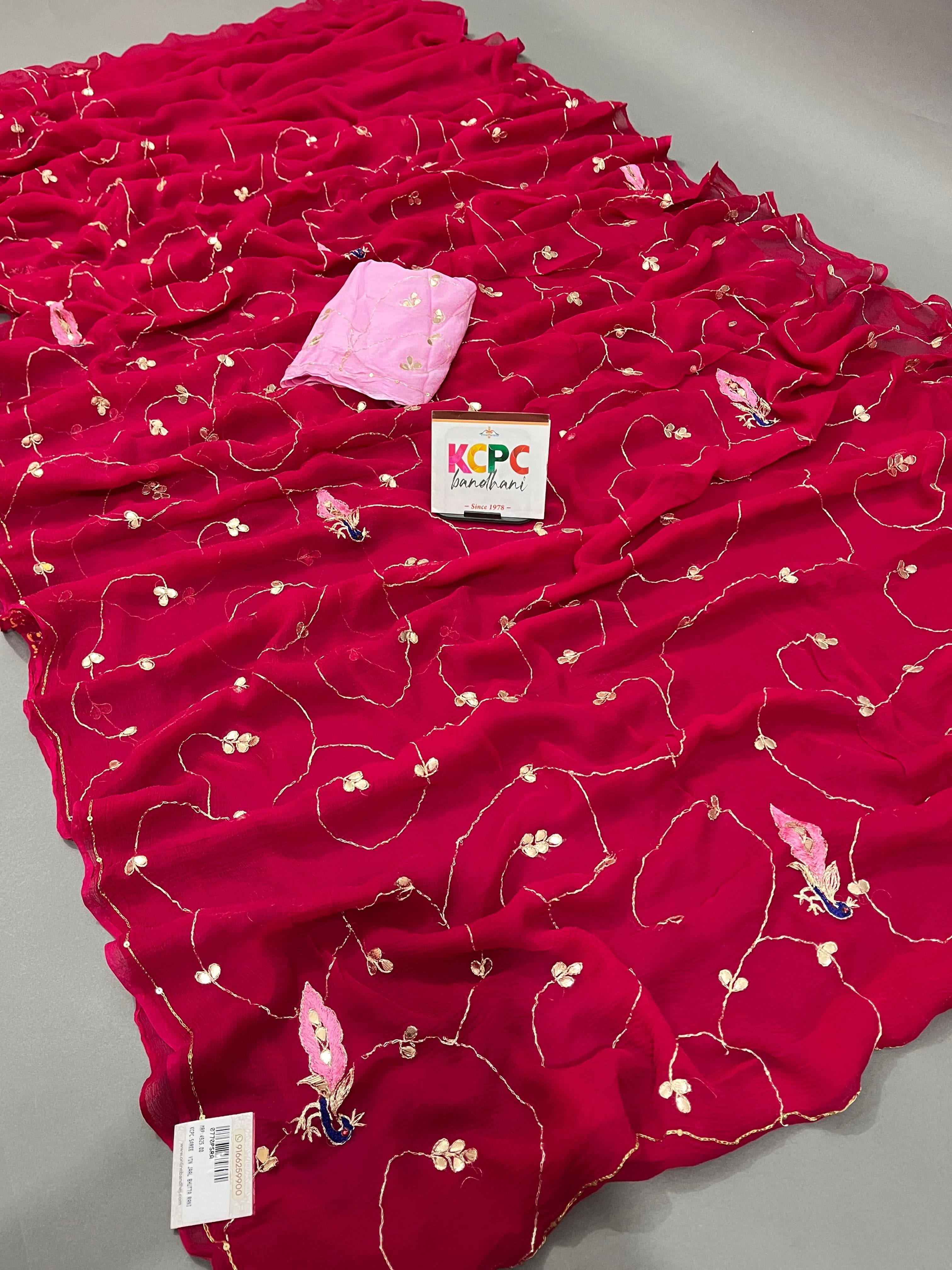 KcPc Pure Diamond Chiffon Mukes Work Rajputi Traditional Saree VND Rani