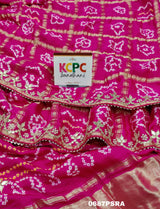 KcPc Latest Pure Gaji silk Bandhani Hand Gotapatti Work sareeAMT Rani