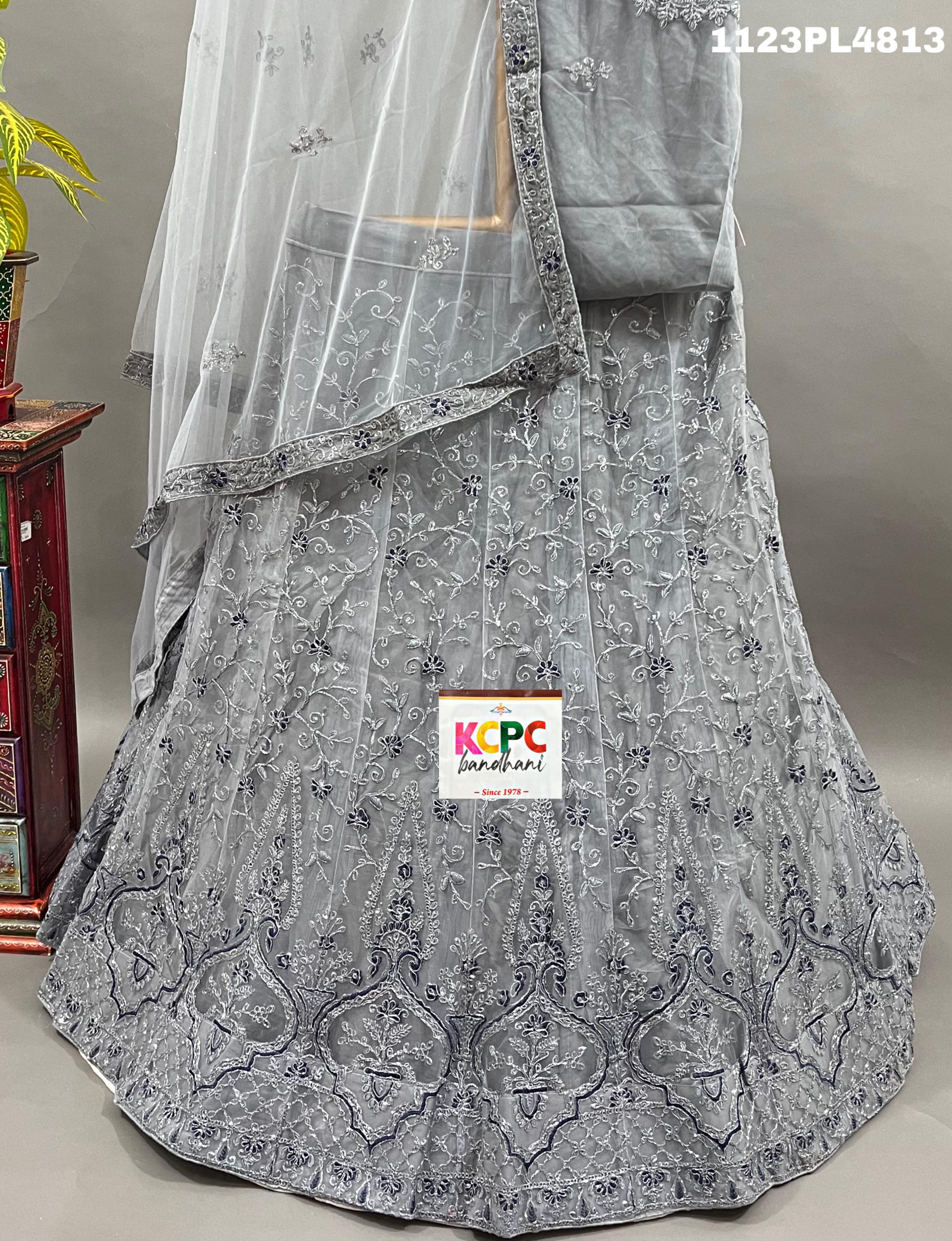 A Lehenga set with embroidery and sequins work