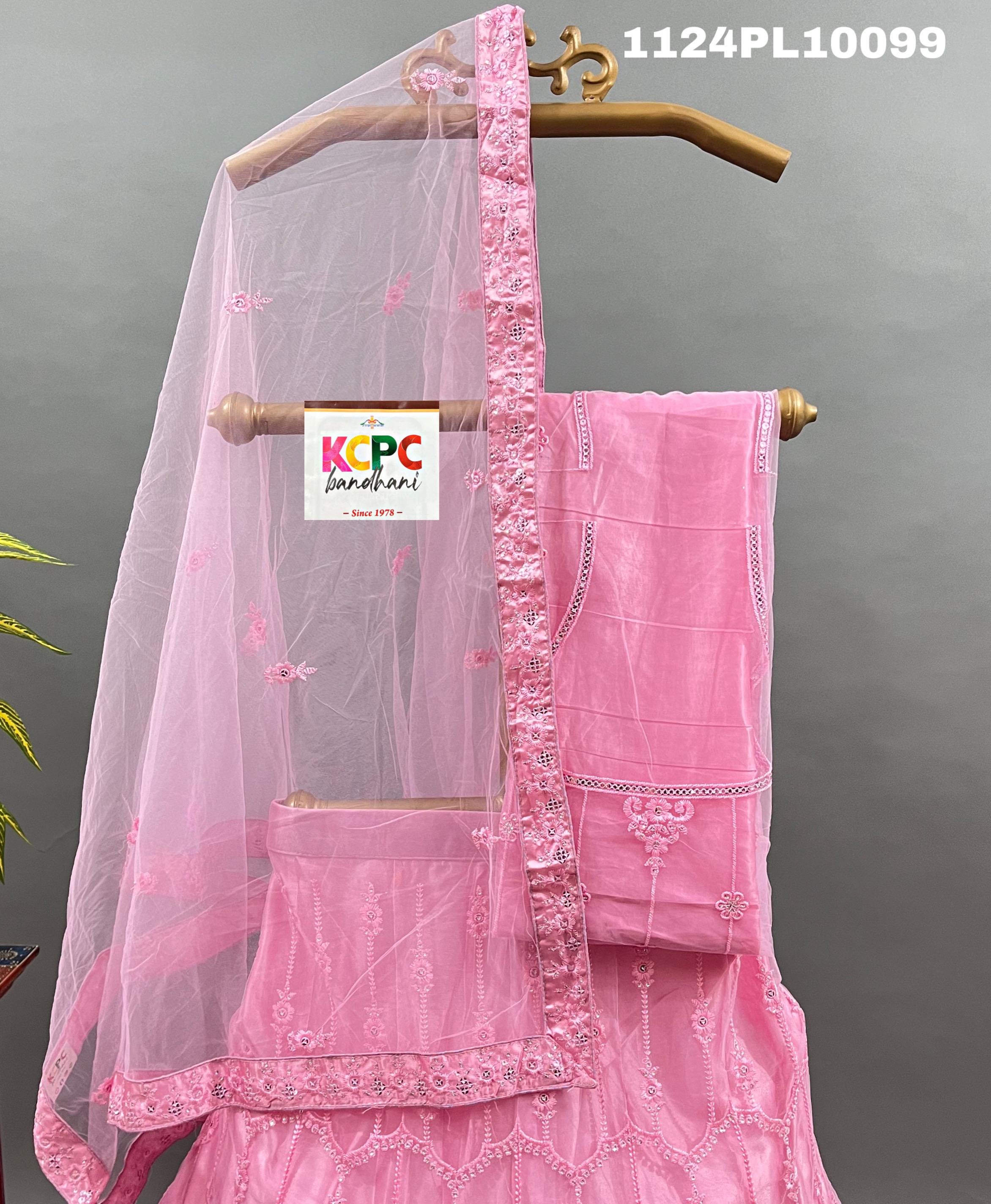 A pink lehenga set with embroidery and sequins work