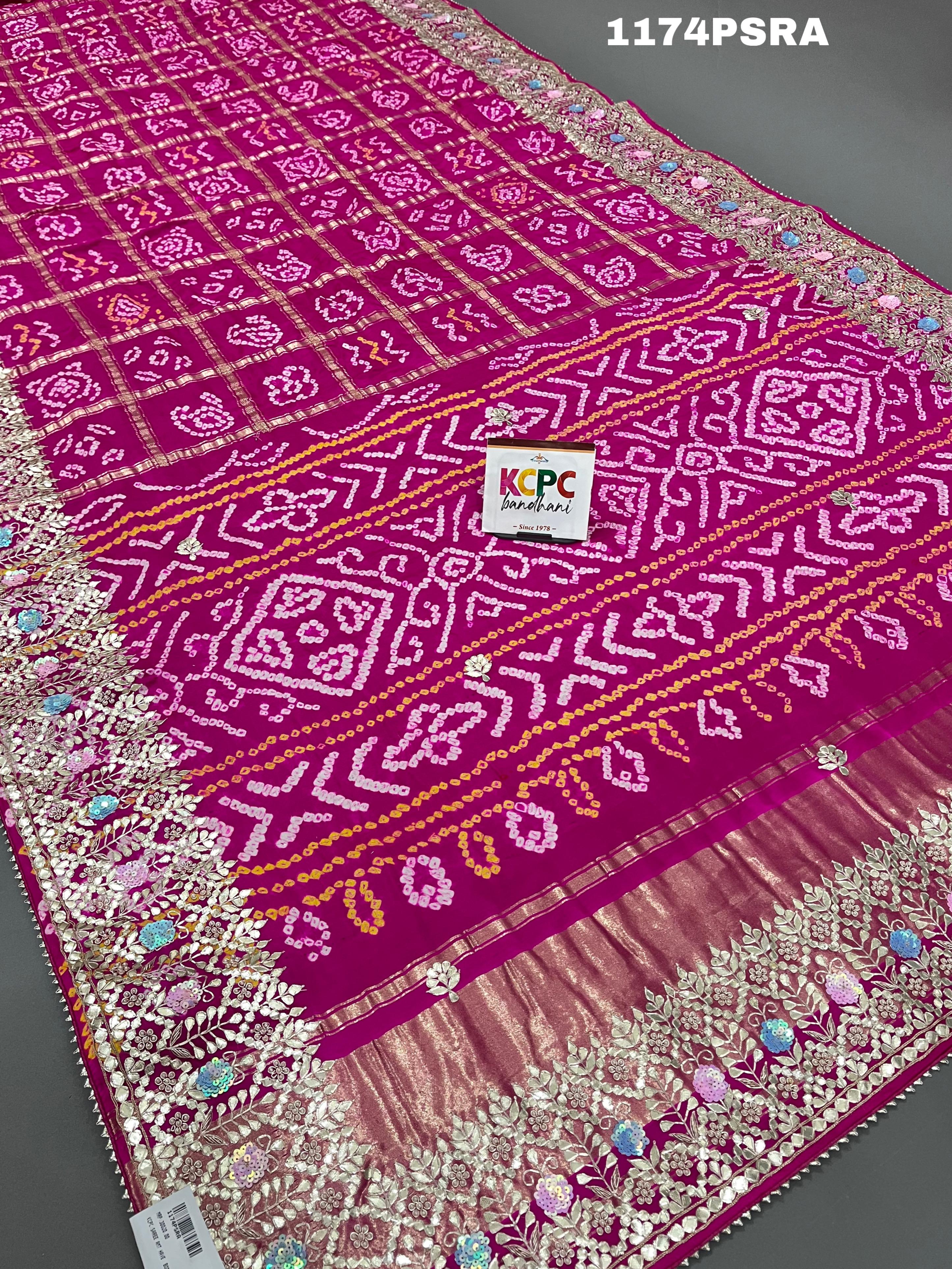 KcPcNew Beautiful Pure Gaji Silk Heavy Gotapatti Work Saree AMT