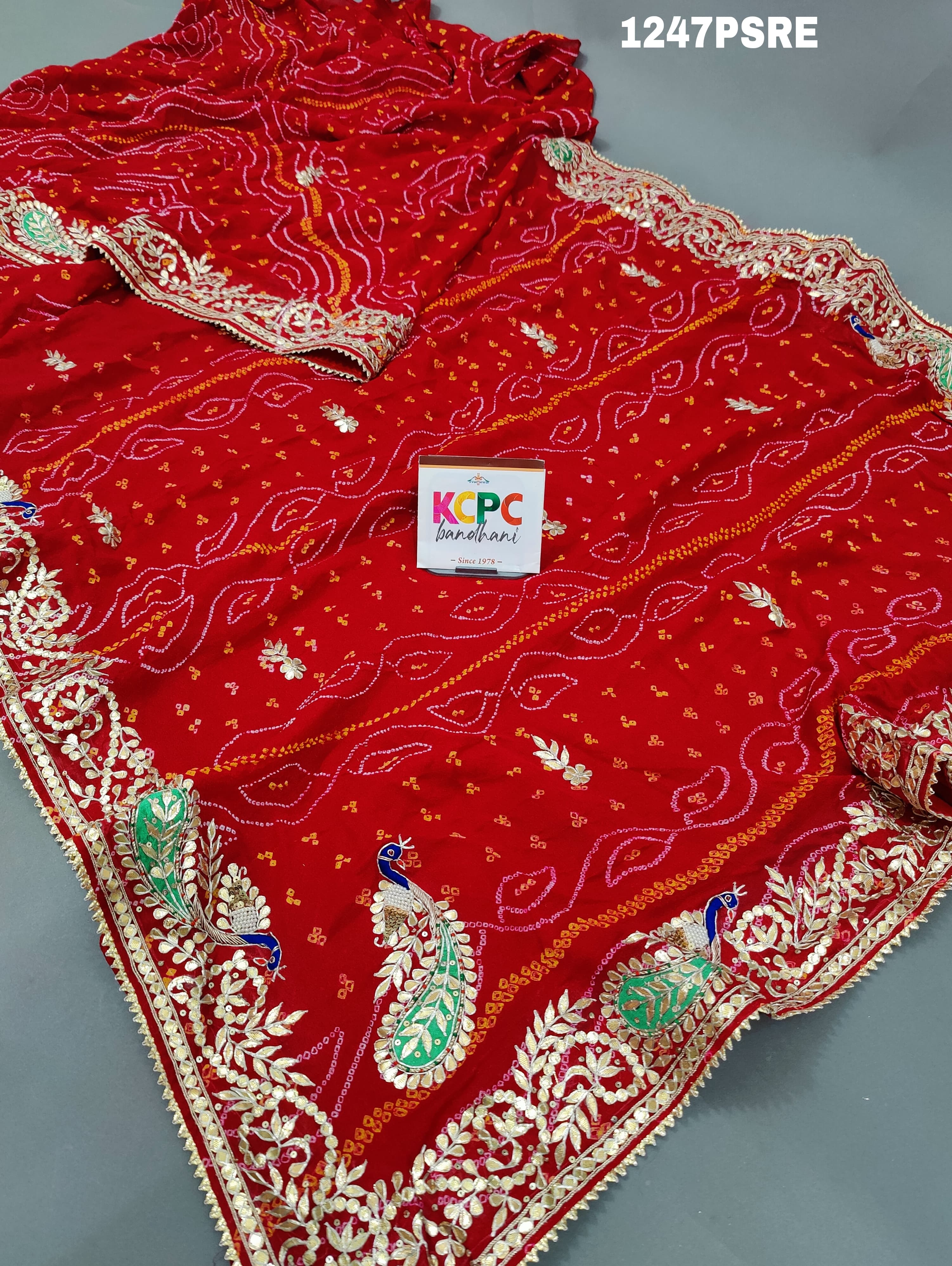 Ojariya Heavy Gota patti Handwork Bandhani Saree