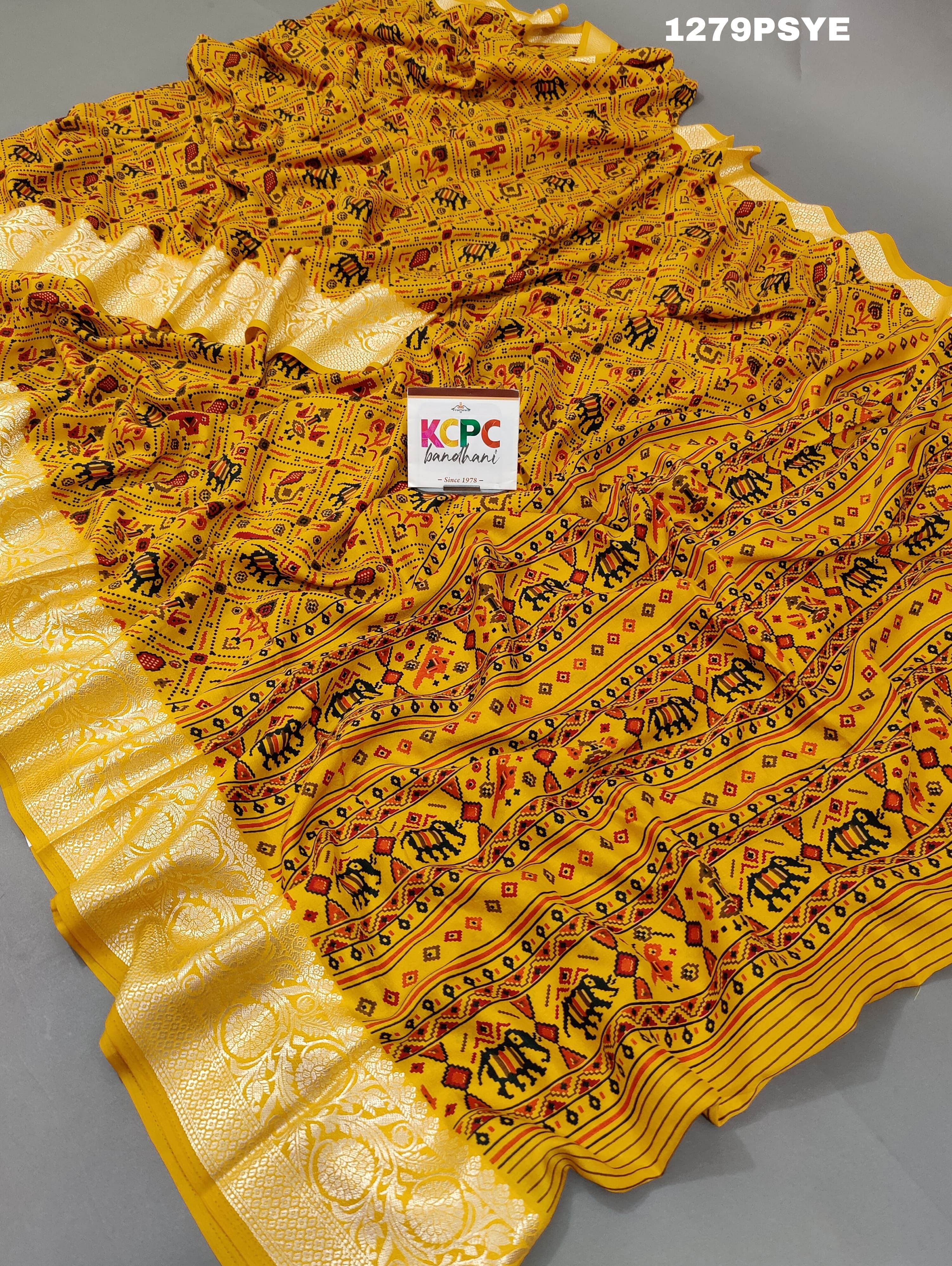 KcPc New Cotton silk Banarsi Weaving Patola Print saree, STR